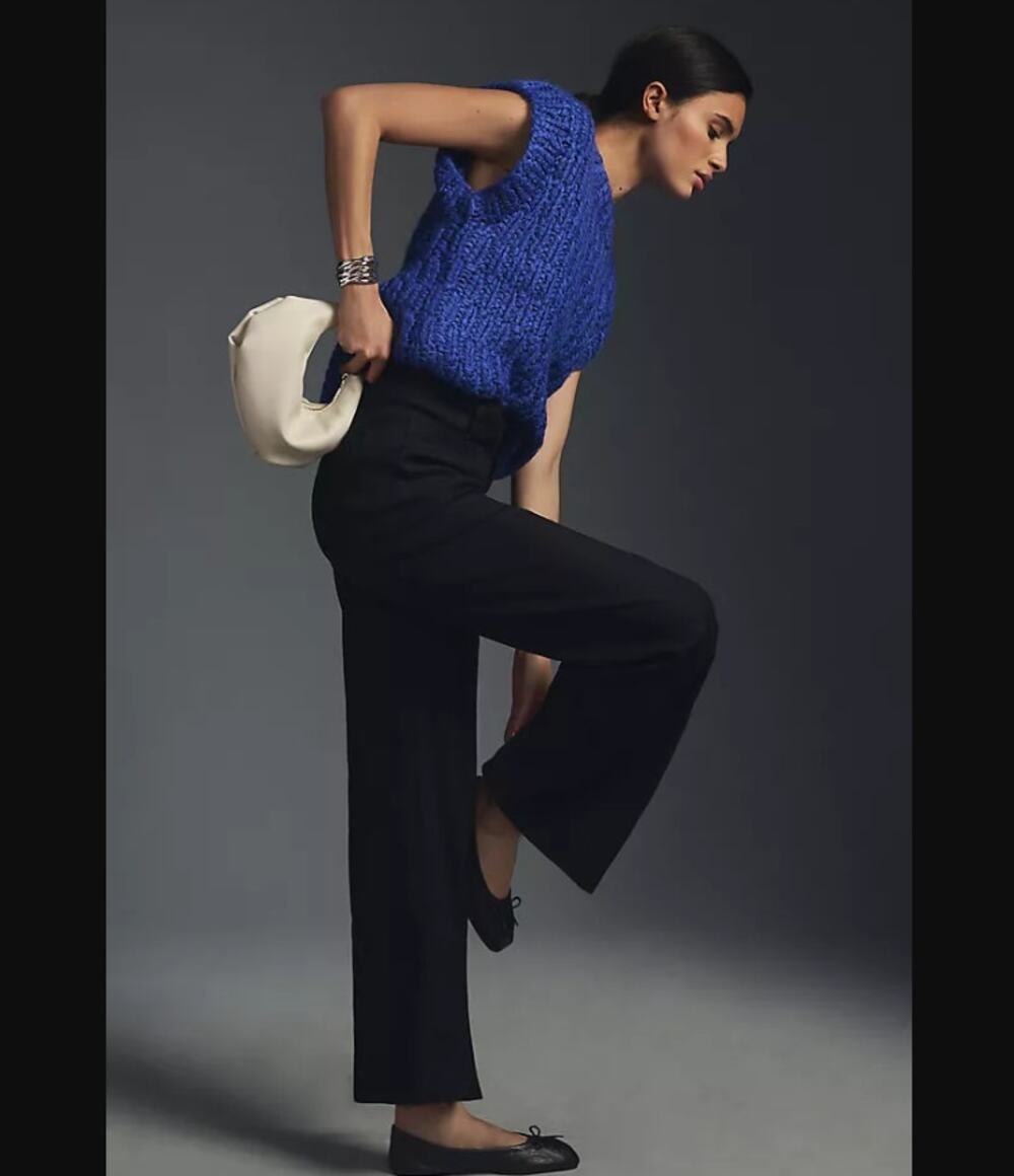 Anthropologie Maeve The Colette Cropped Wide-Leg Linen Pants Black Size 31